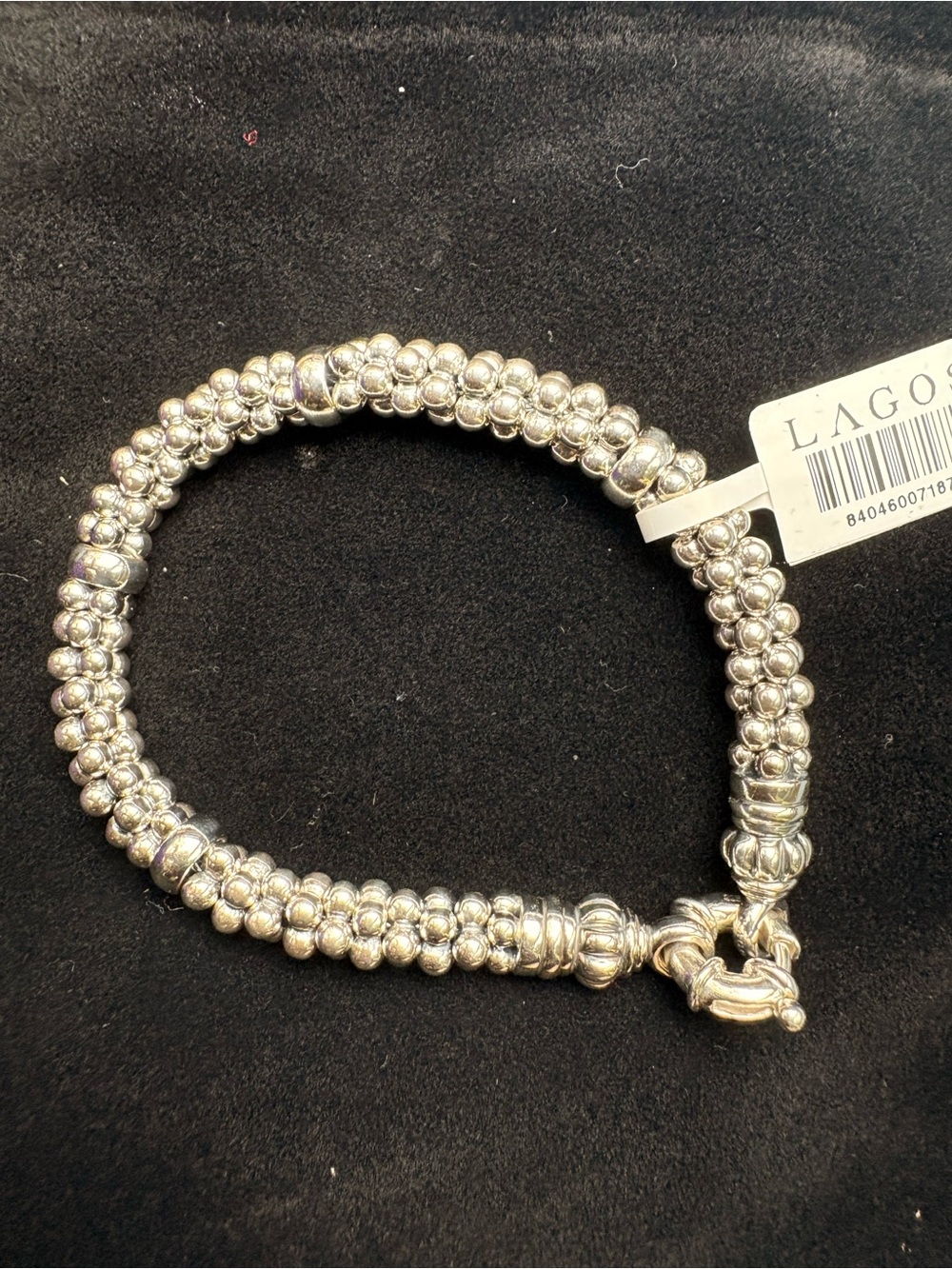 LAGOS Double-Strand Silver Beaded Bracelet with Decorative Clasp